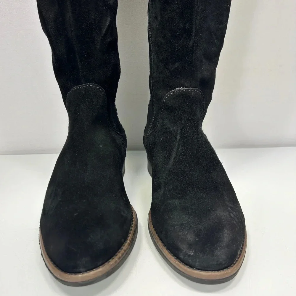 Miz Mooz Black Suede Over The Knee Side Zip Slip On Flat Boots Size 36